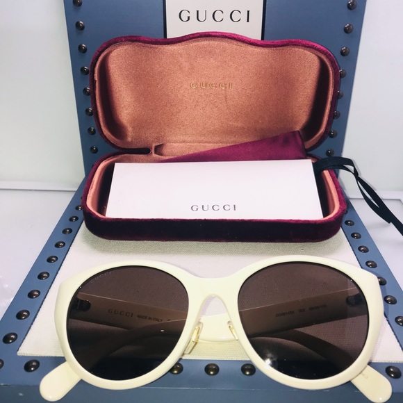 Gucci Ivory Brown Cat Eye Ladies Gg0814sk-002 Sunglasses - Picture 4 of 13